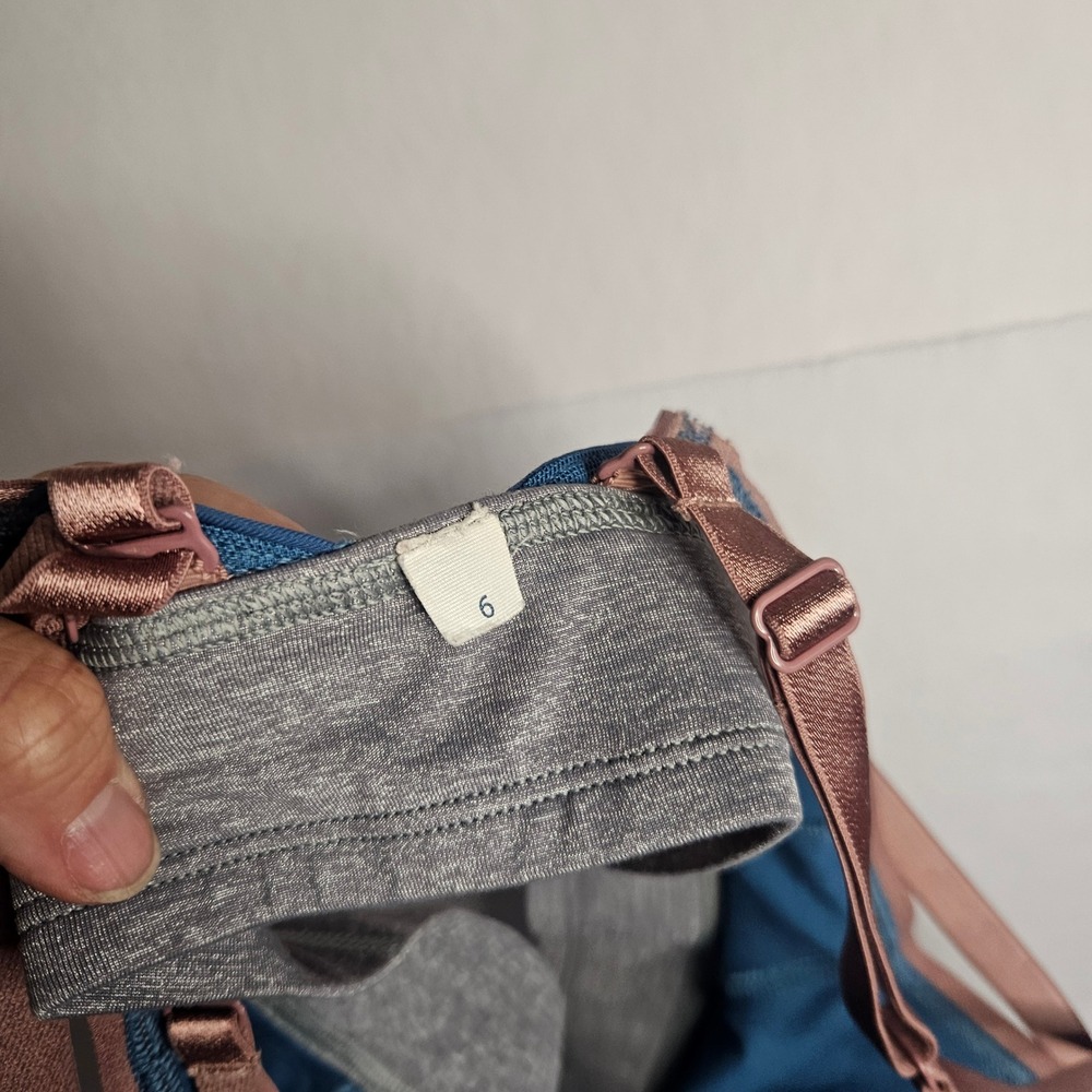Lululemon Ebb To Street Bra Blue Borealis Copper Coil Grey 6 Yoga Sports Bra - Picture 6 of 6
